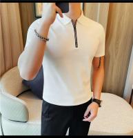 Polo de manga corta bordado de malla transpirable de verano para hombre, camiseta informal de negocios con solapa y media cremallera, - details 4