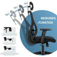 Ergonómica, Silla de Escritorio con Reposacabezas Ajustable, Reposabrazos, Soporte Lumbar, Altura Regulable y Oscilación de 90 ° -120 ° , Silla Giratoria Capacidad de Peso 150kg - details 4