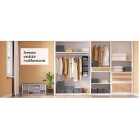 Juego de 3 Cajas Plegables Organizadores de Tela con Asas para Ropa y Juguetes Gris - details 0