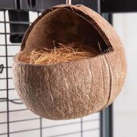 Casa para pájaros de cáscara de coco única y duradera, nido de pájaro colgante Natural hecho a mano, jaula para casa de pájaros artesanal, hábitats para loros - details 3