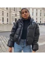Chaqueta de cuero con cuello levantado para mujer, ropa de algodón de cuero, ropa de pan corta cálida, otoño e invierno, nuevo - details 5