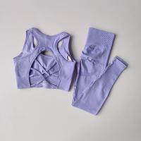 Conjunto de Yoga Sin Costuras Conjunto Deportivo para Mujer de Nylon Sólido con Cuello Redondo - details 9