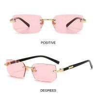 Gafas de sol cuadradas pequeñas, rectangulares, sin marco, para hombres y mujeres, populares, a la moda, para vistas de verano - details 10