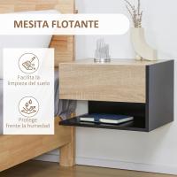 Juego de Mesitas de Noche Flotantes 2 Mesitas Colgantes con Cajón y Estante Abierto - details 11