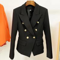 Chaqueta de diseñador de alta calidad para mujer, chaqueta clásica con doble botonadura y botones de León de Metal, talla exterior, S-5XL, 2025 - details 5