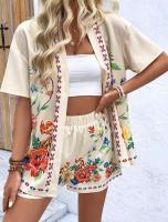Conjunto de Verano para Mujer 2025 Blusa Estampada y Shorts Ajustados Moda Europea - details 24