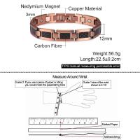 Pulsera de Cobre Puro para Hombres Ancha de 12mm Fibra de Carbono Negra Terapia Magnética - details 0
