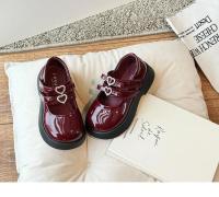 Zapatos de princesa con lazo amoroso para niñas, calzado de baile de actuación para fiesta, de cuero, con punta redonda y suela suave, color negro, novedad de 2024 - details 3
