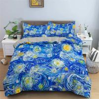Juego de Cubierta de Edredón y Sábanas con Pintura Moderna Clásica de Van Gogh Noche Estrellada Tamaño Queen Decorativo 3 Piezas - details 11