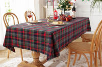 Mantel de Mesa de Cuadros de Navidad Tejido de Poliéster y Algodón en Rojo y Verde para Hogar y Fiestas - details 23