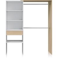 Armario Vestidor, Armario 2 Barras, 4 Baldas y 1 Cajón, Vestidor Reversible, Acabado en Blanco Artik y Roble, Medidas: 158 cm (Ancho) x 187 cm (Alto) x 40 cm (Fondo) - details 6