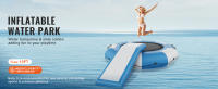 SucceBuy Trampolín de Agua Inflable Plataforma de Natación Rebote con Tobogán Piscina Lago, Escalera de Entrada Fácil y Tobogán - details 0