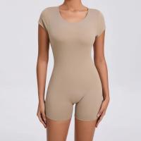 Mono de Yoga ajustado con espalda descubierta para glúteos de melocotón, ropa de ejercicio de baile, levantamiento de cadera, vientre, ropa de Yoga de una pieza de manga corta - details 15