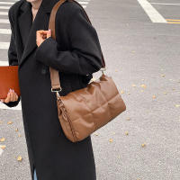 Bolso de hombro acolchado a cuadros, bolso de diseñador para mujer, bolsos de compras cruzados con solapa de cuero PU, invierno - details 6