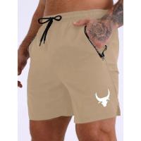Pantalones cortos deportivos para hombre con estampado de cabeza de vaca para entrenamiento, pantalones cortos de entrenamiento para correr. - details 0