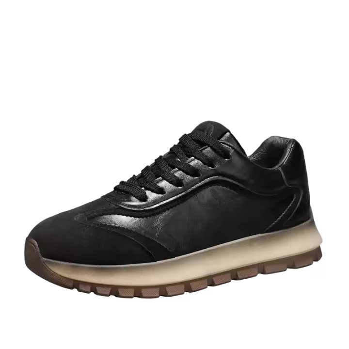 Zapatos de moda para hombre, zapatillas informales de cuero para todas las estaciones, zapatos para correr de moda de estilo coreano, calzado deportivo antideslizante resistente al desgaste para hombre - 1