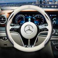 Cubierta de volante de fibra de carbono de 15 ", cuero genuino negro para todos los Mercedes Benz - details 0