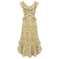 Elegante Vestido Maxi de Chiffon para Mujer GK Cuello en V sin Mangas, Estampado Transpirable, Clásico - details 12