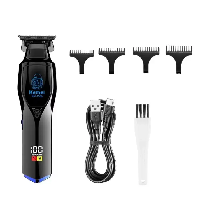 Kemei 1556 recortadora profesional recargable, cortadora de pelo eléctrica inalámbrica, cortadora de barba para hombres, Máquina para cortar cabello sin espacios - 1