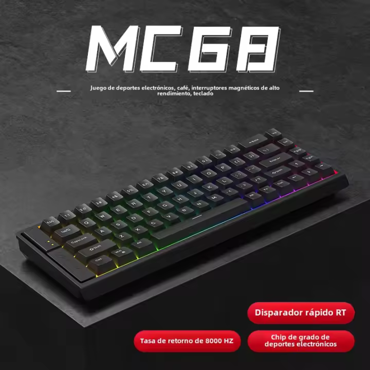 MC68 Teclado mecánico con eje magnético Teclas intercambiables en caliente para juegos competitivos Teclado con cable de alta calidad - 1