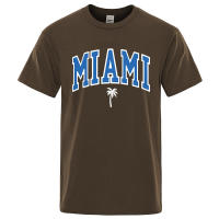 Camisetas con letras de la ciudad de la costa de Miami para hombre, ropa informal holgada de gran tamaño, camisetas de algodón con dibujos animados para hombre, camisetas callejeras - details 9