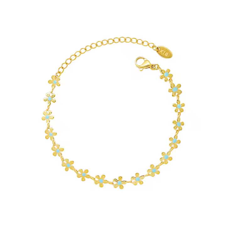 Oro flor azul gota aceite collar pulsera - 1