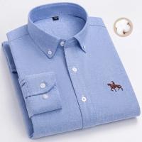 hombre manga larga ropa hombre S~7XL 100% algodón puro Camisa giratoria Oxford de manga larga para hombre Ocio de negocios Bolsillo bordado Slim Fit Estilo de botón Suave Med - details 16