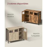Almacenamiento, Puertas Cristal, Comedor, Salón, Cocina, Estilo Industrial, Marrón Turquesa y Negro Tinta LSC099B60 - details 5