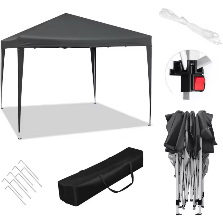 Tienda de fiesta 3x3m pabellón emergente impermeable protección solar terraza festival marquesina -antracita - 1