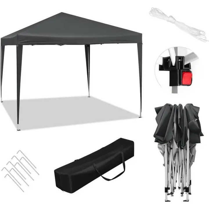 Tienda de fiesta 3x3m pabellón emergente impermeable protección solar terraza festival marquesina -antracita - 1