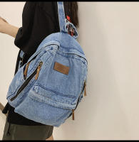 Nueva moda simple tendencia mochila de gran capacidad bolsa de mezclilla duradera universidad escuela secundaria junior escuela secundaria bolsa de estudiante - details 21