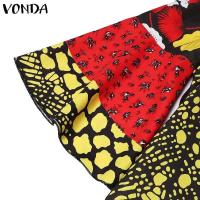 Vestido de talla grande 5XL VONDA para mujer, estampado bohemio, Vintage, corto, manga acampanada, Vestido veraniego para fiesta, Vestido informal para mujer 2025 - details 7