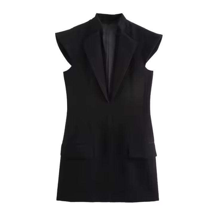 Elegante ss para mujer estilo francés con mangas onduladas color sólido - 1