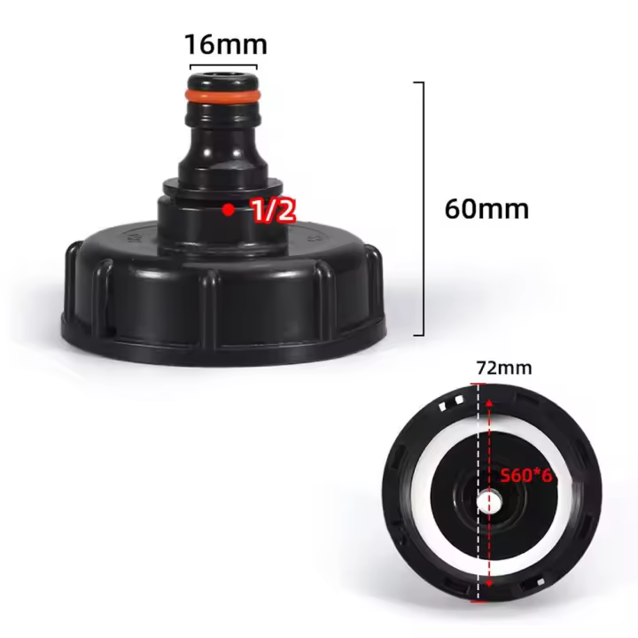 Adaptador de Grifo IBC para Jardín Boquilla Ajustable de Latón S60x6 Conector de Agua para Jardín - 1