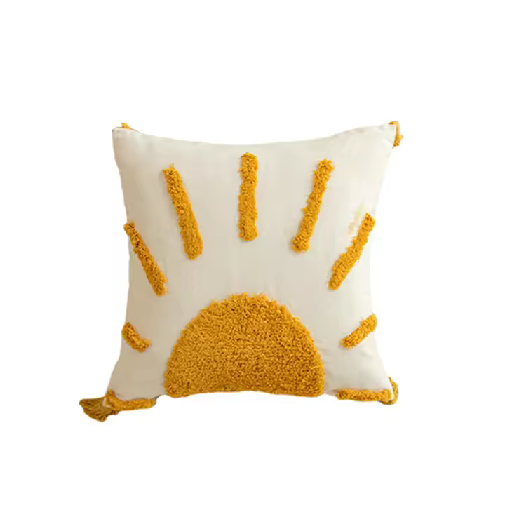 Funda de almohada cómoda de algodón, funda de almohada suave y agradable para la piel, funda de cojín cuadrada amarilla para sofá/cama - 1