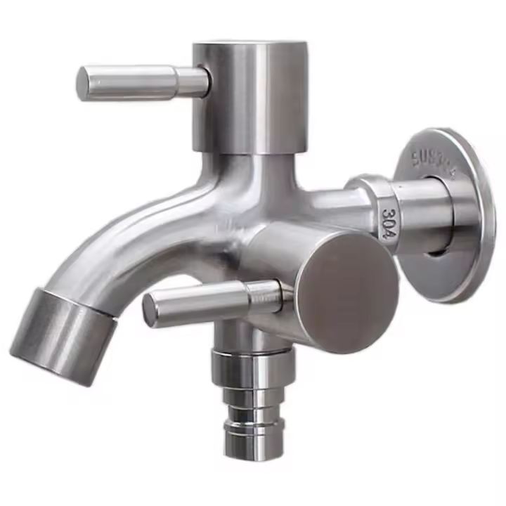 Grifo de lavado de doble salida multifunción de acero inoxidable 304 alargado uno en dos - 1
