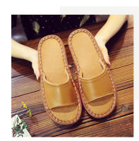 Casa antideslizante fondo suave salón de belleza piso de madera interior color sólido zapatillas de cuero para hombres y mujeres - details 29