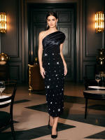 Elegante Vestido de Vendaje con Hombro Inclinado Diseño Distintivo de Alta Moda Francesa - details 6