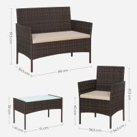 Conjunto de Muebles de Jardín, Muebles de Patio de Ratán, Muebles de Mimbre de PE para el Patio, Marrón y Topo - details 4