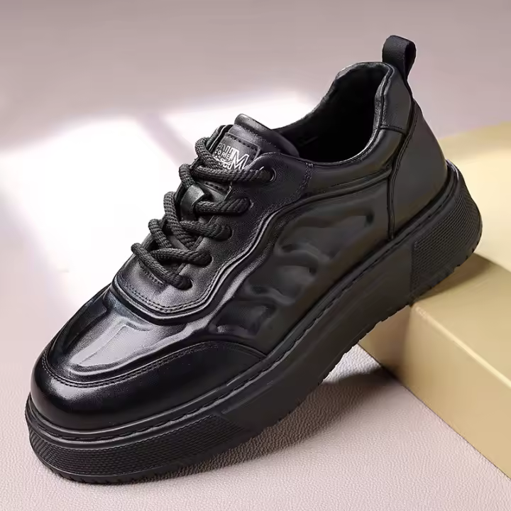 Zapatos Negros Pequeños Zapatos de Cuero para Hombres Zapatos Casuales Versátiles - 1