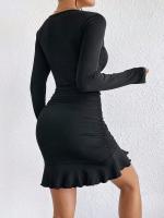 Las mujeres se cultivan vestidos de manga larga con volantes y temperamento - details 2