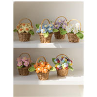 Hecho a mano hook woven puffs flores pequeñas macetas escritorio decoración pendular tejer flores inmortales - details 6
