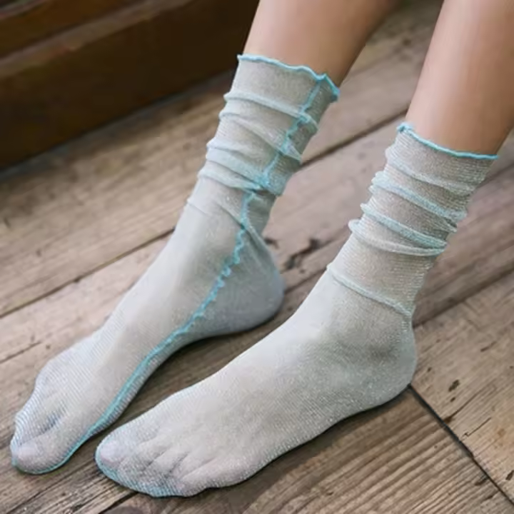 Calcetines finos de seda con purpurina para mujer, medias finas, cómodas, elásticas, transparentes, simples, brillantes, estilo coreano - 1