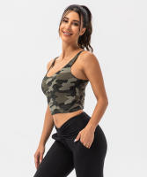 SHINBENE Sujetador Deportivo Largo de Cuello V para Mujer con Estampado de Camuflaje y Junto Incorporado para Yoga Fitness Workout Tamaño XS-XL - details 14