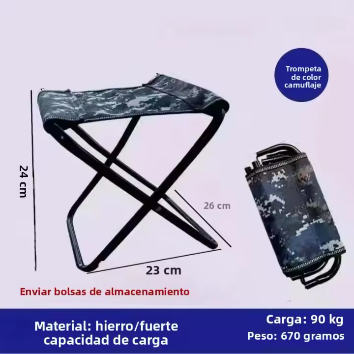 Silla Plegable Pequeña Ideal para Playa, Pesca, Camping al Aire Libre Silla de Banqueta Portátil - 1