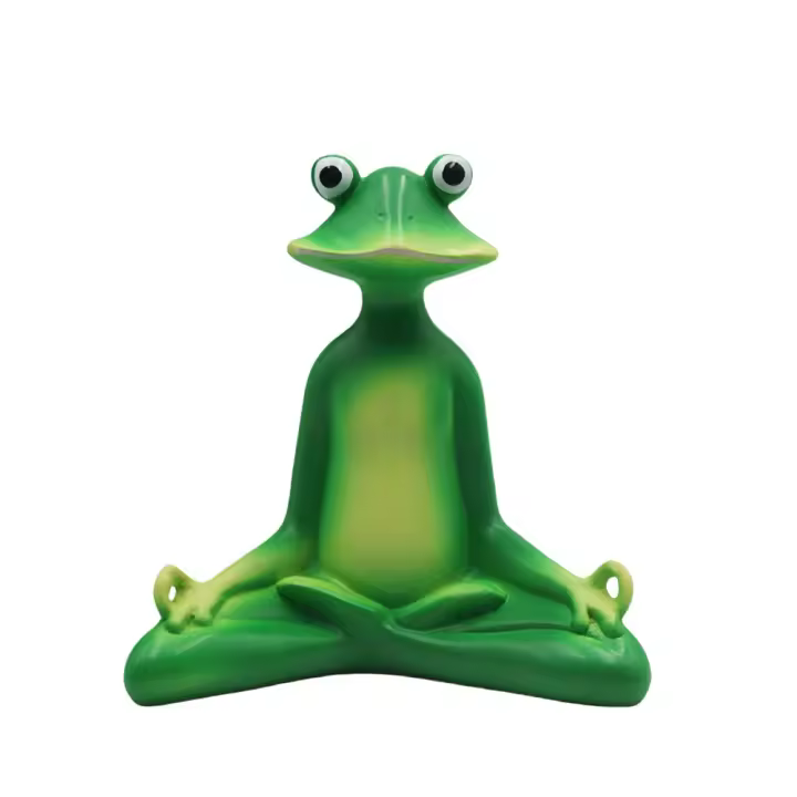 Estatua de rana de meditación Zen verde, artesanía de resina, adorno de rana meditando, estatuilla de Animal de jardín bonita - 1