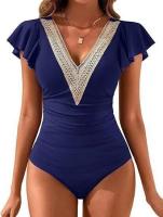 Traje de baño sexy de una pieza con ribete de encaje, traje de baño con volantes, ropa de playa para mujer, traje de baño al aire libre 2024 - details 26