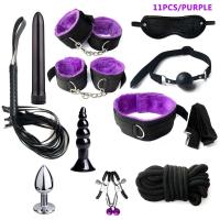 Leten-Kits de Bondage para mujeres, esposas, mordaza, látigo, pinzas para pezones, juguetes eróticos para mujeres, parejas, tienda sexual para adultos, tapón Anal, cola - details 15