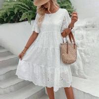Sencillo e informal, largo, de cintura alta, a la moda, de verano a media pantorrilla, estilo festivo, algodón puro ahuecado, nuevo - details 4