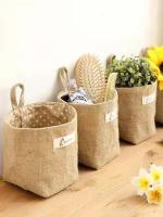 Bolsas de almacenamiento montadas en la pared, cesta plegable de algodón y lino, organizador familiar decorativo (color como se muestra), 2 uds. - details 0